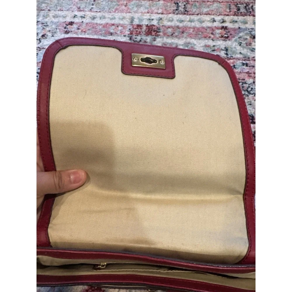 Fossil Crossbody Shoulder Bag Red Leather Purse‎